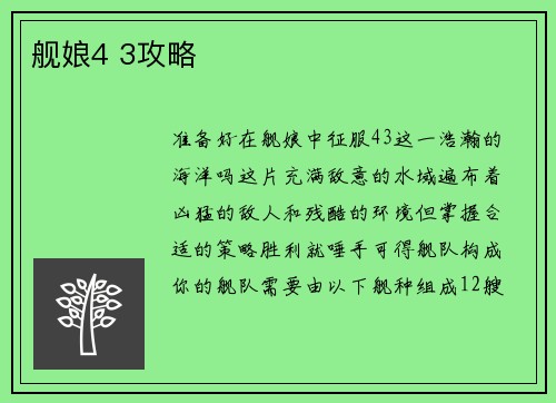 舰娘4 3攻略